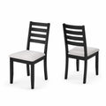 Chaises en bois noir avec siège en polyester blanc, lot de 2