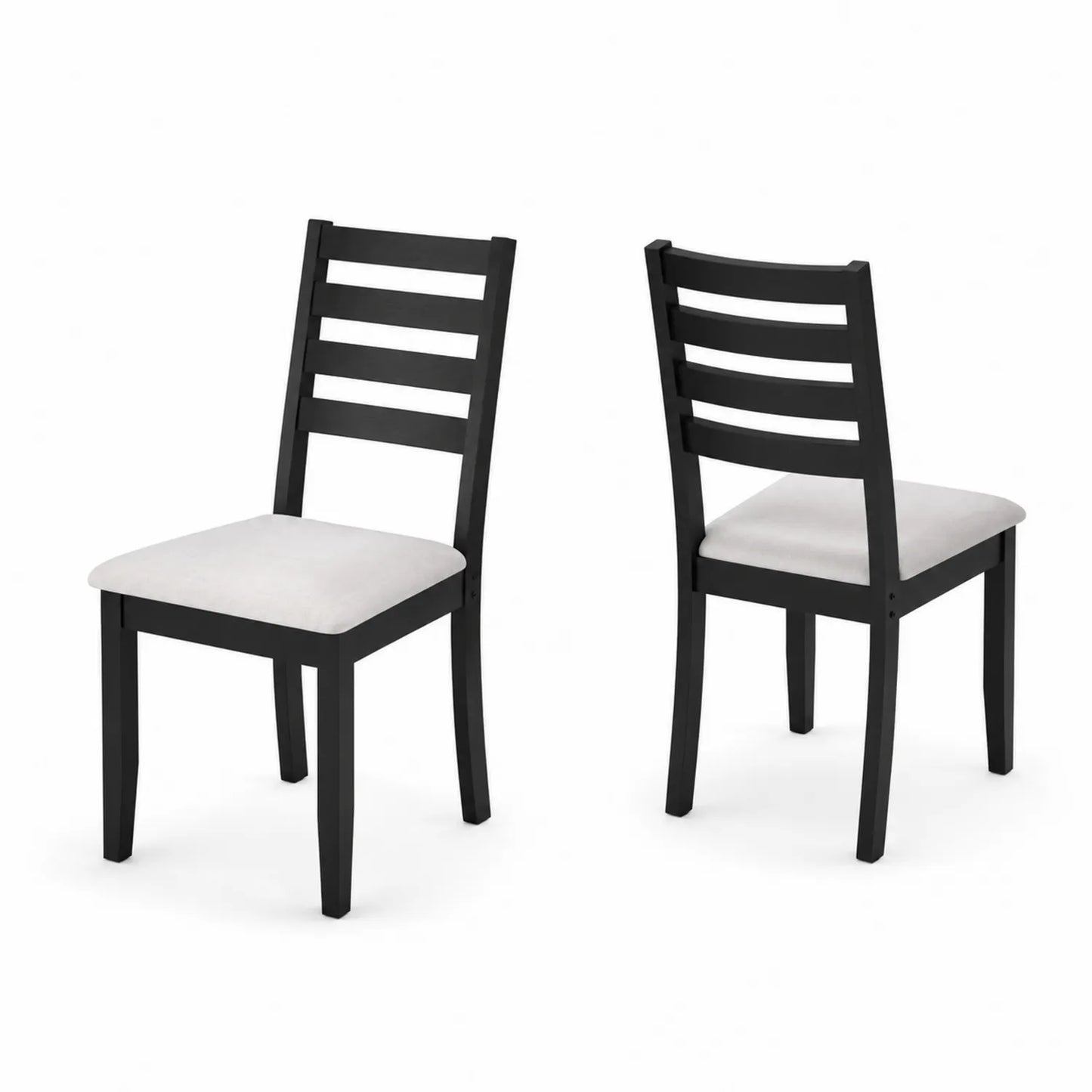 Chaises en bois noir avec siège en polyester blanc, lot de 2