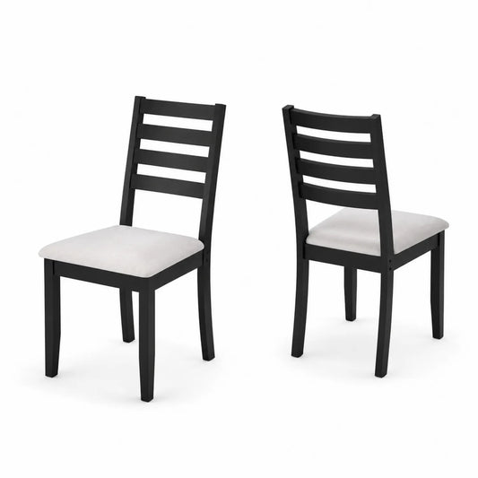Chaises en bois noir avec siège en polyester blanc, lot de 2