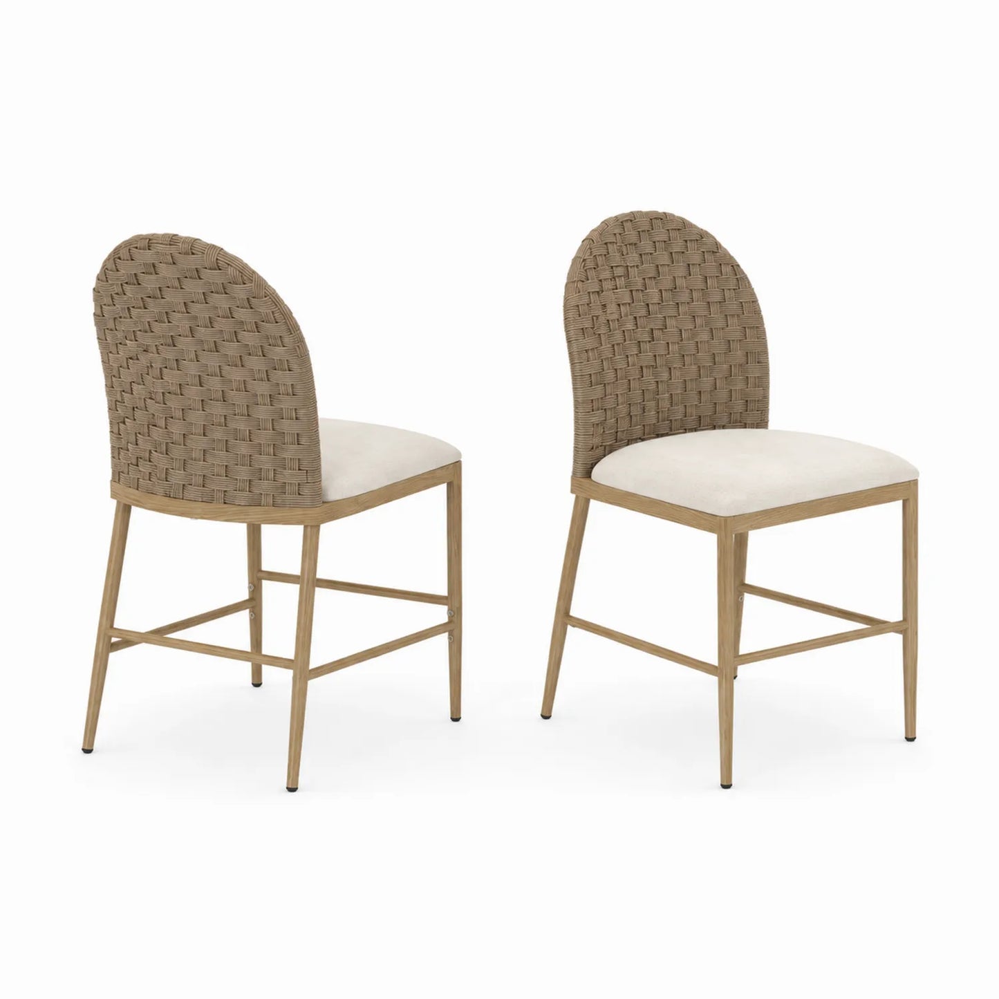 Lot de 2 chaises en bois avec assise en tissu beige