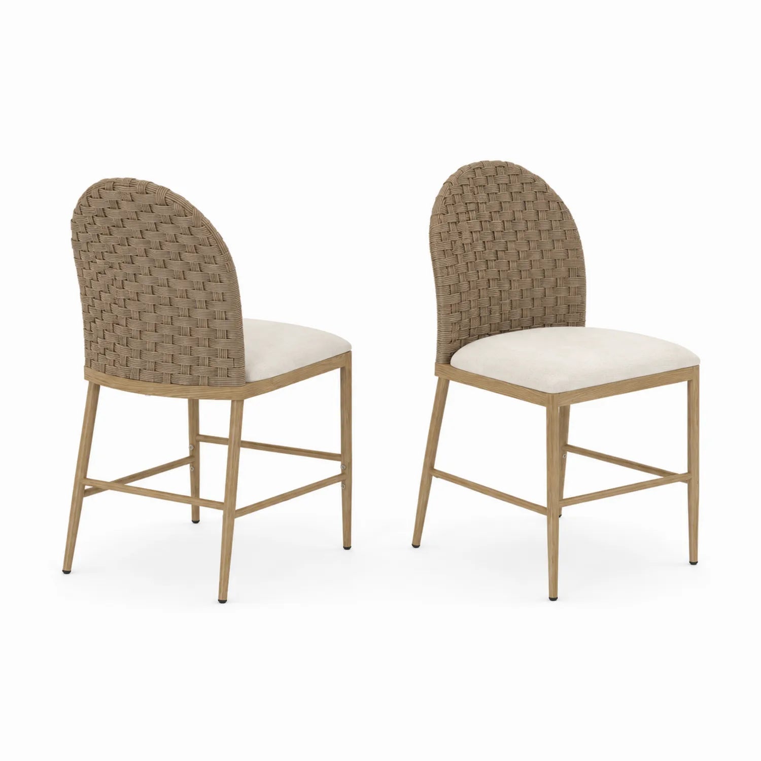 Lot de 2 chaises en bois avec assise en tissu beige