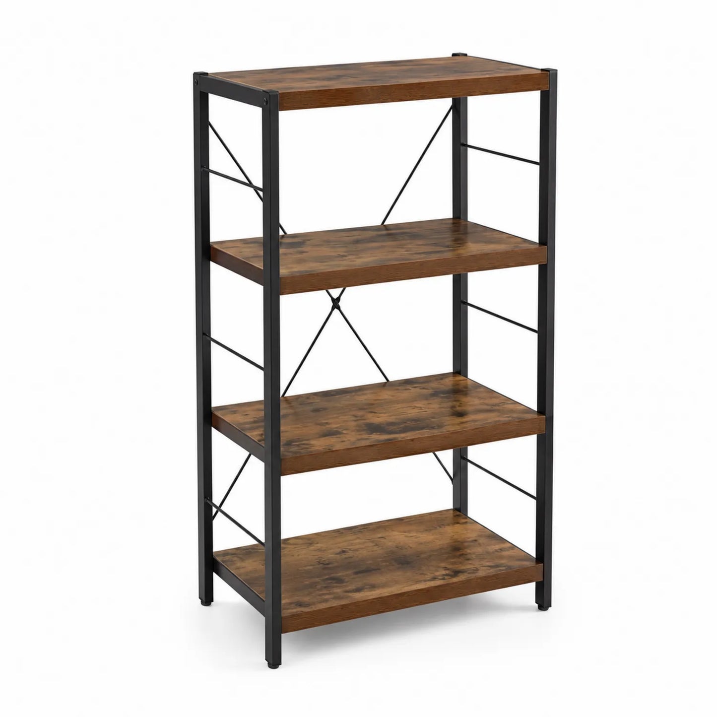 Étagère en bois et métal 4 niveaux Marron/Noir