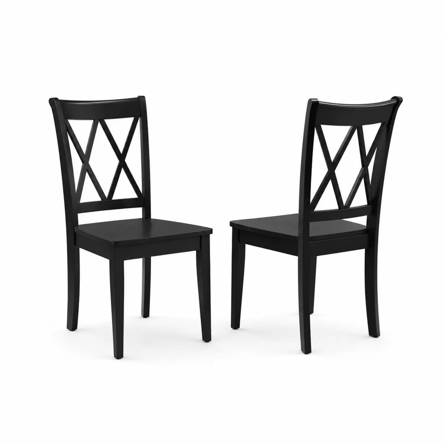 Lot de 2 chaises en bois noir avec dossier croisé