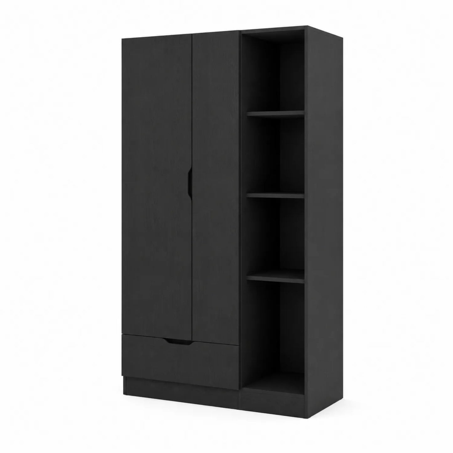Armoire noire en bois avec étagères 180x90x50 cm