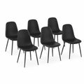 Lot de 6 chaises en plastique avec pieds en métal noir