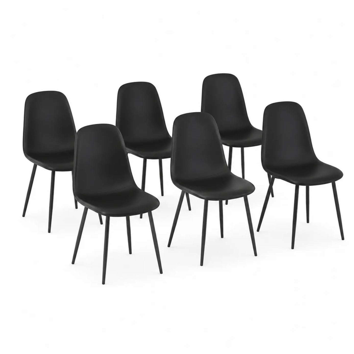 Lot de 6 chaises en plastique avec pieds en métal noir