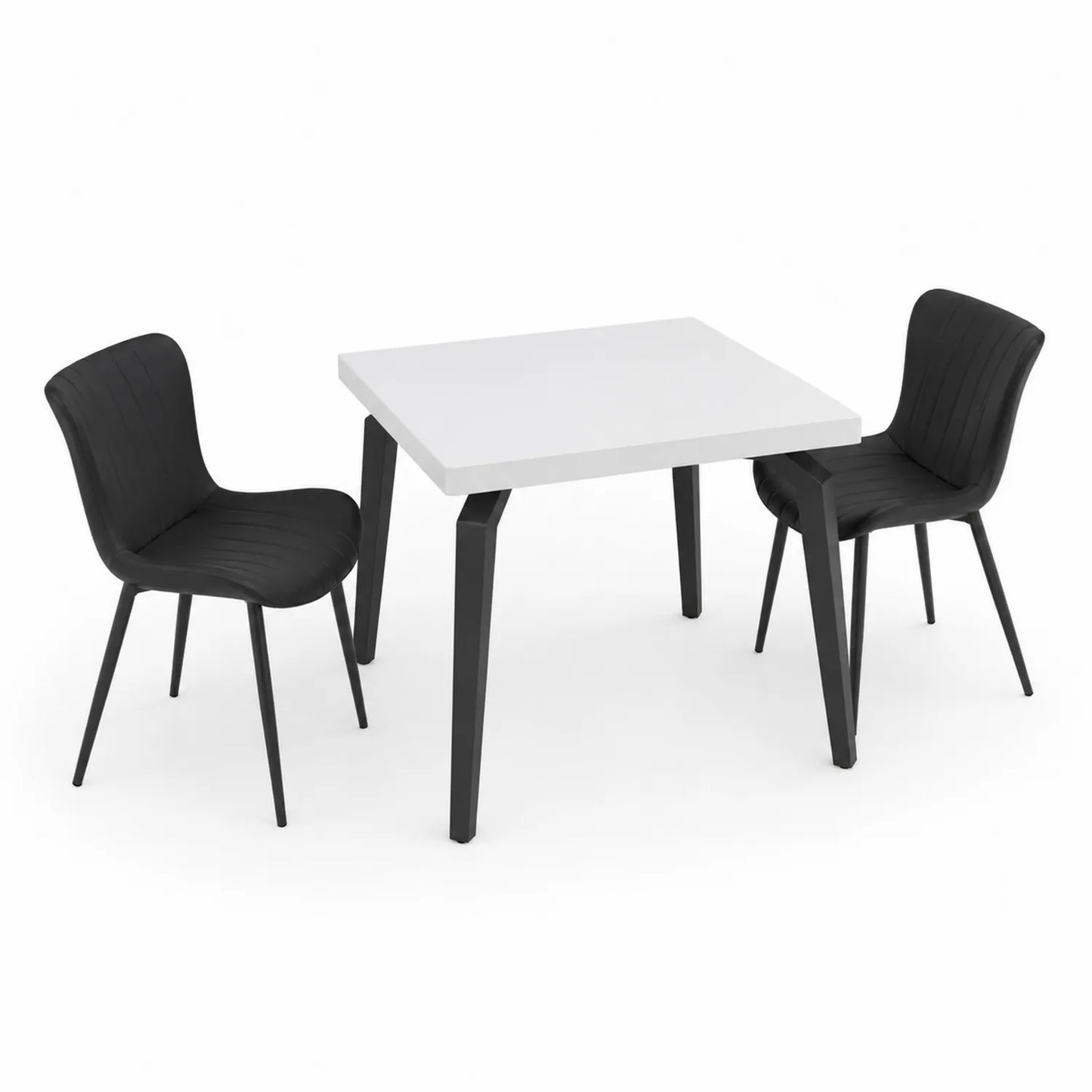 Ensemble table et chaises en MDF et acier Blanc/Noir