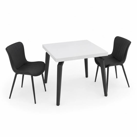 Ensemble table et chaises en MDF et acier Blanc/Noir