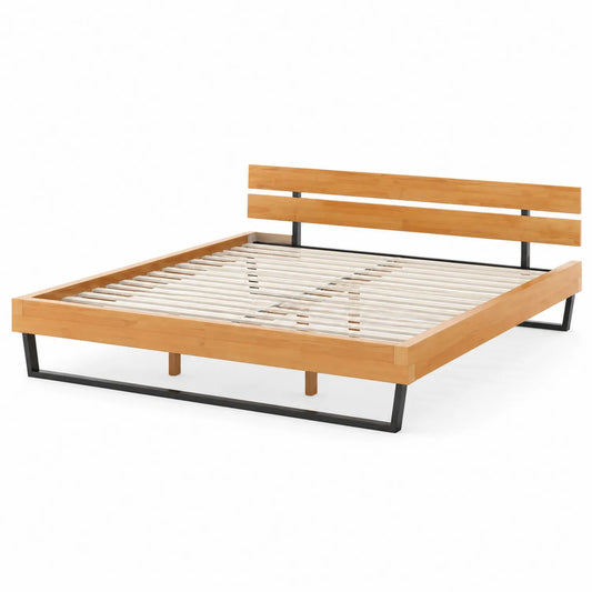 Lit double en bois et métal 200x160 cm