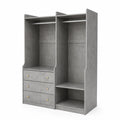 Armoire en bois composite gris avec tiroirs et étagères