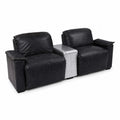 Canapé 2 places en cuir synthétique noir avec console centrale en aluminium